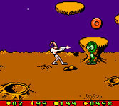 une photo d'Ã©cran de Earthworm Jim - Menace 2 the Galaxy sur Nintendo Game Boy Color